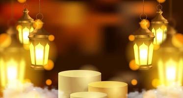 Ramadan kareem elegant luxury background with 3d arabic lantern vector