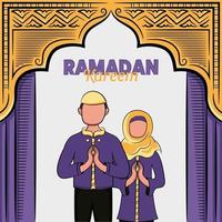 Hand drawn illustration of ramadan kareem or eid al fitr days greeting vector