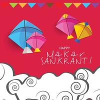 Background for Traditional Indian Festival Makar Sankranti with Colorful Kites vector