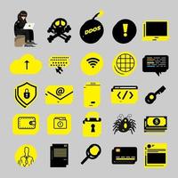 Cyber hacker icons vector