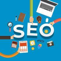 manos de negocios trabajando en seo vector