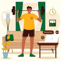 Home Exercise with A Laptop Guide vector