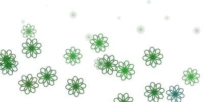 Light Green vector doodle background with flowers.