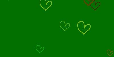 Light Green, Yellow vector texture with lovely hearts.