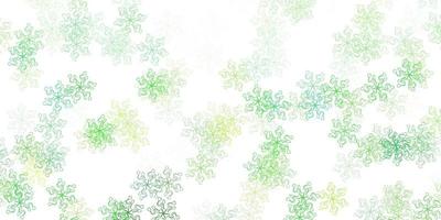 Light green, yellow vector doodle background with flowers.