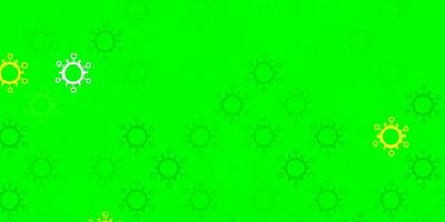 Light green, yellow vector background with covid-19 symbols.