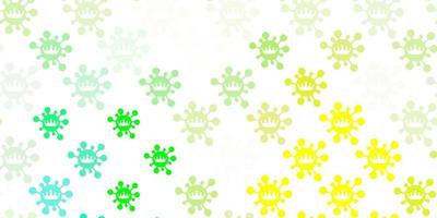 Light Green, Yellow vector pattern with coronavirus elements.