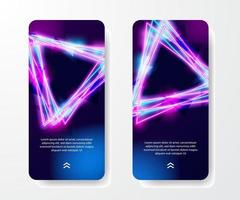 Social media stories template. Cool retro vintage 80s triangle neon color and bright glowing effect for nightlife on dark background vector