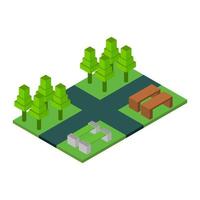 Isometric Park On White Background vector