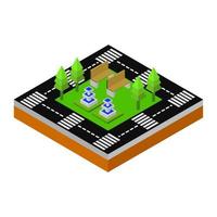 Isometric Park On White Background vector