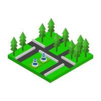 Isometric Park On White Background vector