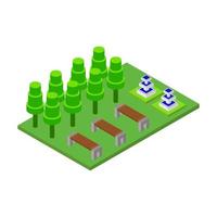 Isometric Park On White Background vector