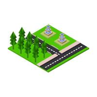 Isometric Park On White Background vector