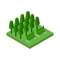 Isometric Park On White Background vector