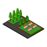 Isometric Park On White Background vector