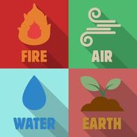 four elements long shadow flat vector