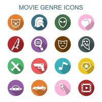 movie genre long shadow icons vector