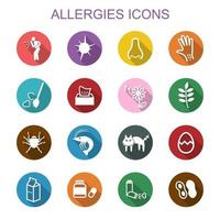 allergies long shadow icons vector