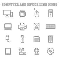 computer and device line icons vector