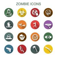 iconos de larga sombra zombie vector