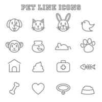 pet line icons vector