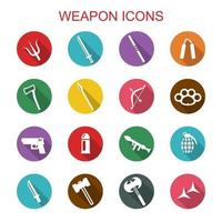 weapon long shadow icons vector