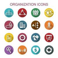 iconos de la larga sombra de organización vector