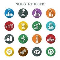 industry long shadow icons vector