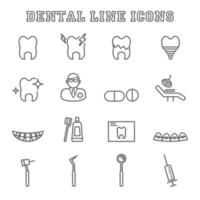 iconos de linea dental vector