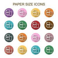 paper size long shadow icons vector