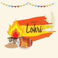 ilustración vectorial de un fondo para la plantilla de vacaciones felices lohri para el festival punjabi. vector