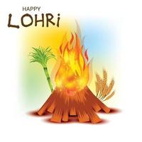 ilustración vectorial de un fondo para la plantilla de vacaciones felices lohri para el festival punjabi. vector