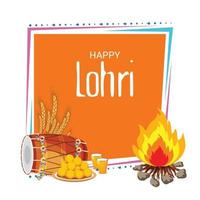 ilustración vectorial de un fondo para la plantilla de vacaciones felices lohri para el festival punjabi. vector