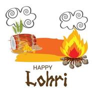 ilustración vectorial de un fondo para la plantilla de vacaciones felices lohri para el festival punjabi. vector