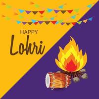 Vector illustration of a Background for Happy Lohri holiday Template for Punjabi Festival.