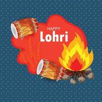 ilustración vectorial de un fondo para la plantilla de vacaciones felices lohri para el festival punjabi. vector