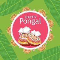 Vector illustration of a Background for Happy Pongal Holiday Harvest Festival of Tamil Nadu South India.