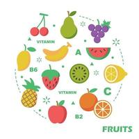 diseño plano de frutas vector