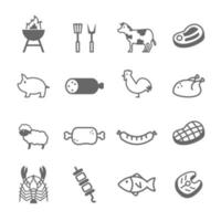 meat and grill icons vector