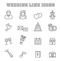 wedding line icons vector