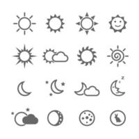 sun and moon icons vector