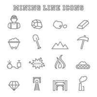 mining line icons vector