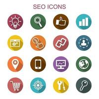 seo long shadow icons vector