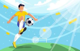 Football Player Kicking Ball in Stadium vector