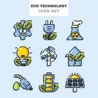 conjunto de iconos de tecnología ecológica vector