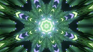 3 D Illustration of Fractal Kaleidoscope with Neon Lights in Motion video