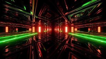 Reflective Tunnel with Abstract Ornament 3 D Illustration video