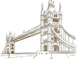 Sketch Doodle London Bridge Landmark Travel Destination Outline vector