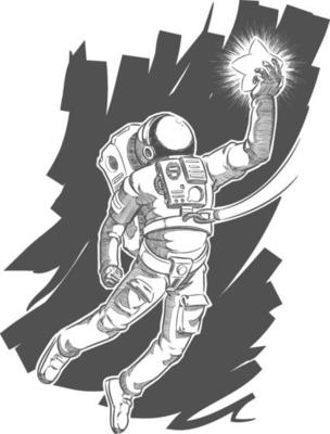 Astronaut Sketch Spaceman Doodle Cosmonaut Grabbing Star Drawing