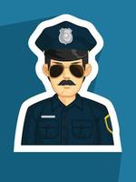 mascota policía oficial de aplicación de la ley perfil avatar vector de dibujos animados